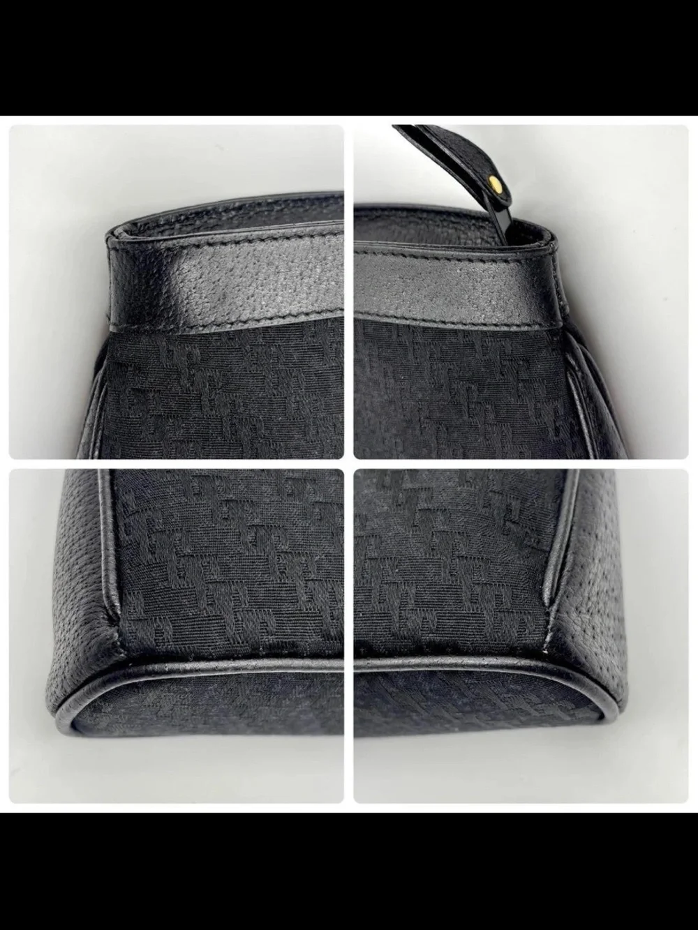 Gucci Black Monogram Jacquard Wristlet Pouch